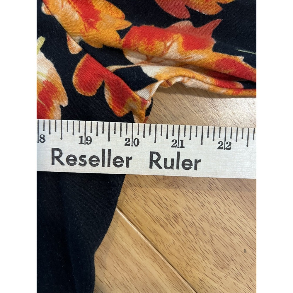 QUACKER FACTORY (L) Black Fall Maple Leaf Print Button Cardigan  100% Cotton - Picture 7 of 11
